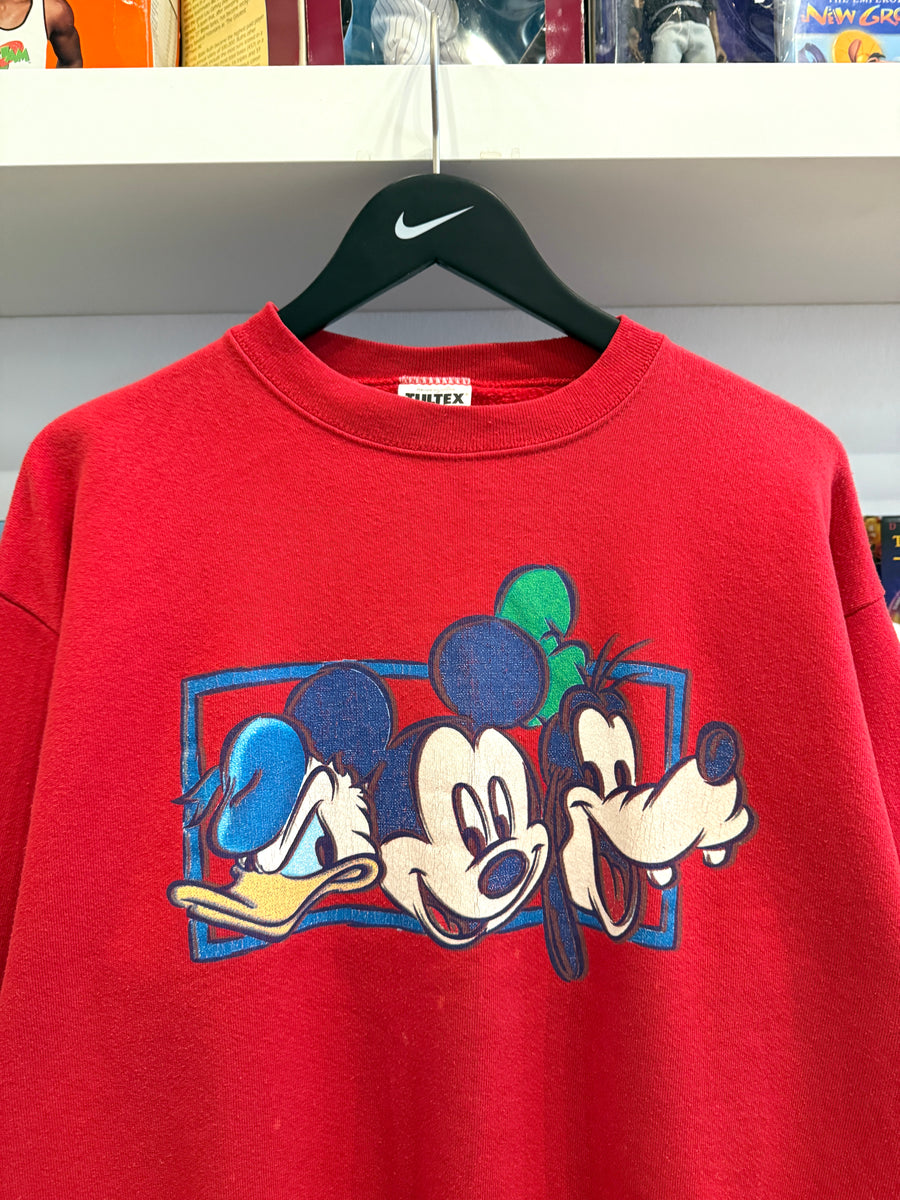 Vintage Mickey Donald Pluto Disney Sweatshirt Sz L Made in