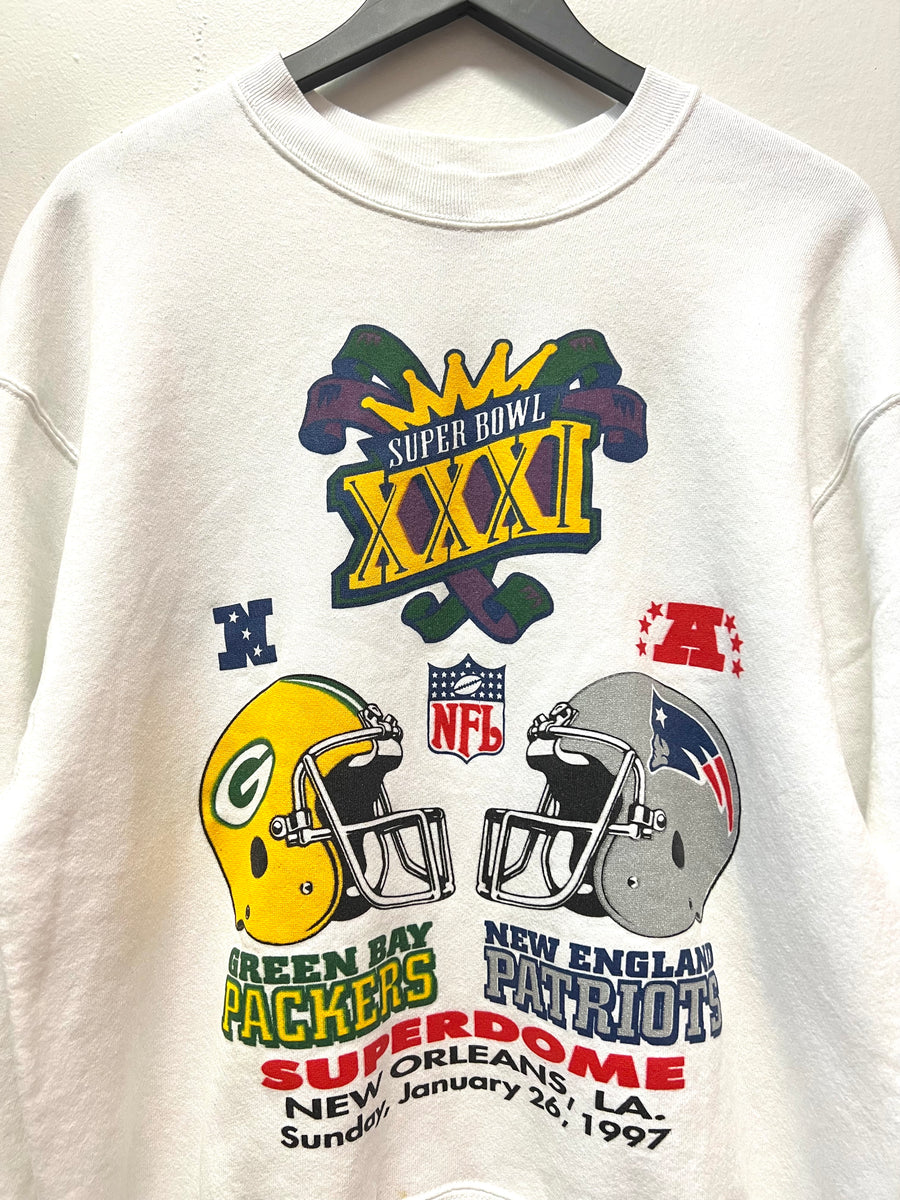 Vintage Super Bowl XXXI New Orleans January 1997 Green Bay Packers New  England Patriots Sweatshirt Sz L