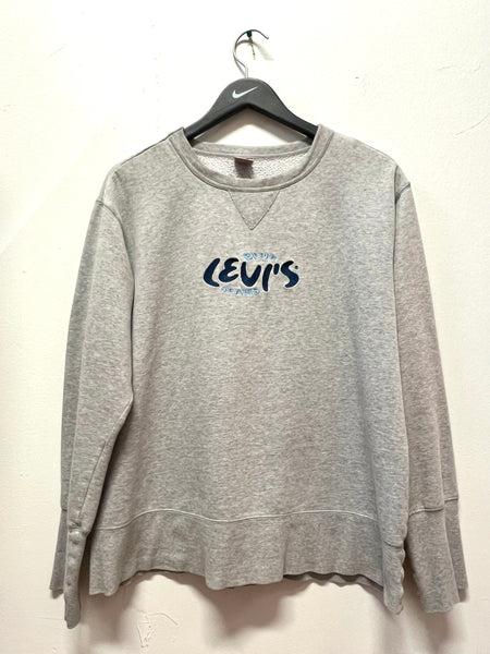 Levi’s Blue Jeans Gray Embroidered Sweatshirt Sz M