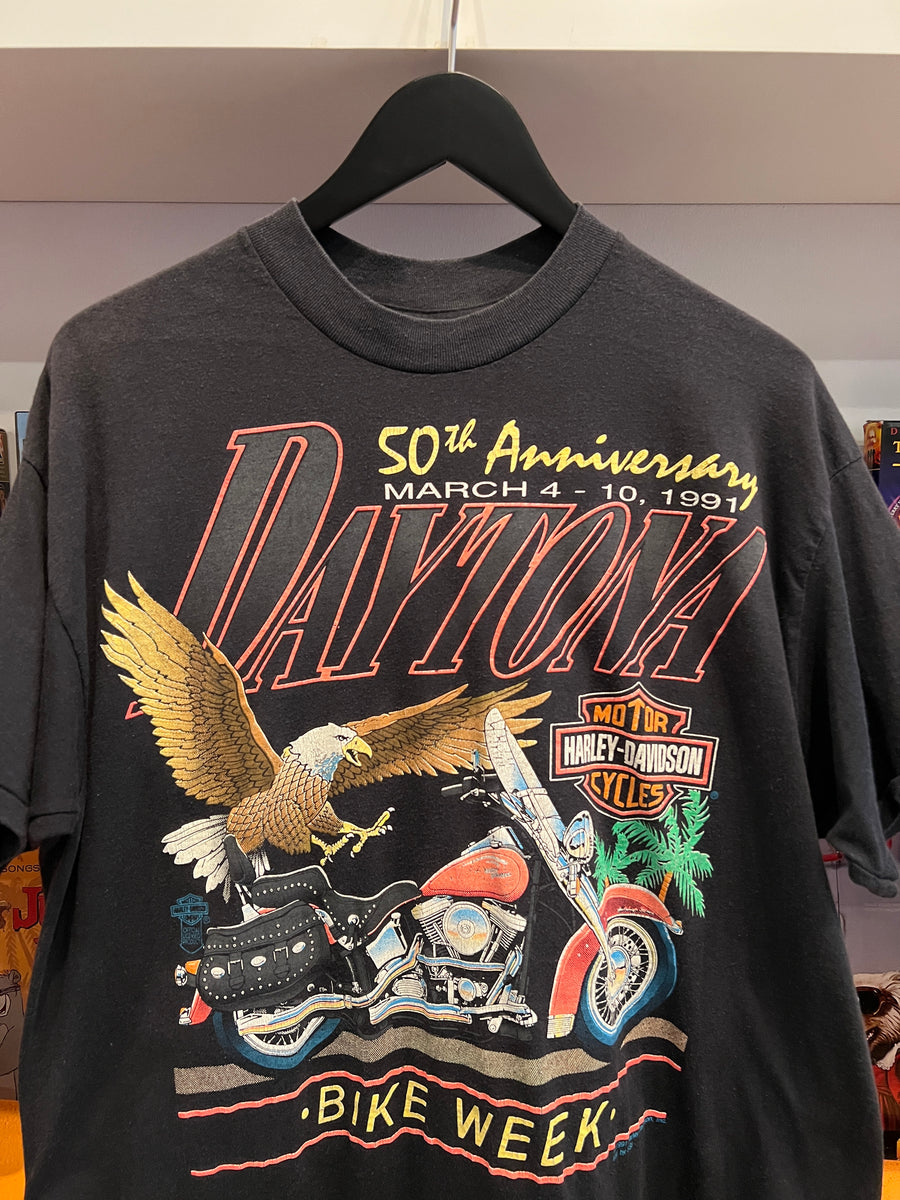 Harley-Davidson Daytona Beach 50th Tシャツ Harley-Davidson Daytona Beach 50th Tシャツ Vintage Harley