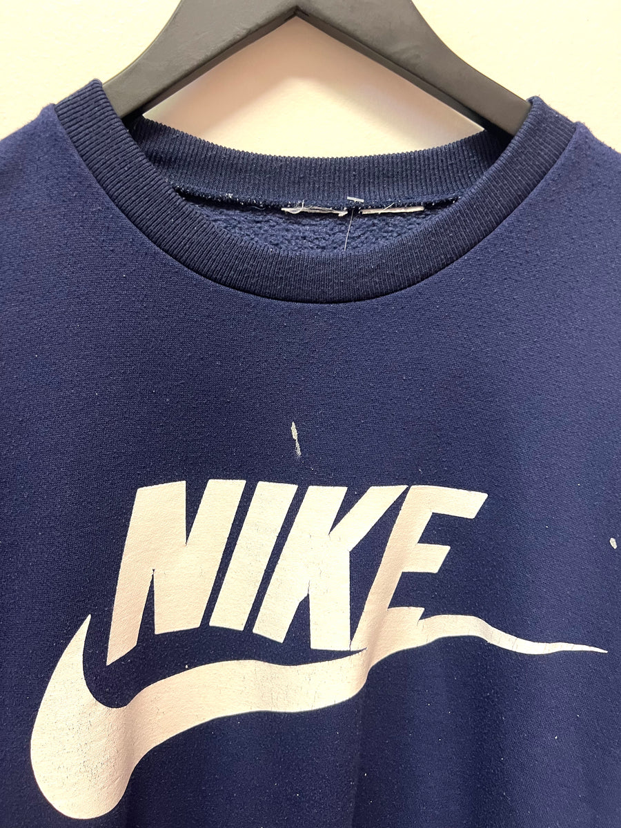 Vintage Nike Swoosh Large Logo Navy Blue Sweatshirt Sz XL