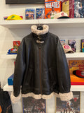 Vintage Cabela’s Brown Shearling Sheepskin Leather Bomber Aviator Jacket Sz L
