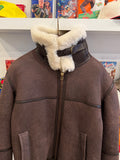 Vintage J.L. Powell Sheepskin Shearling Bomber Aviator Jacket Sz 44 Made in USA