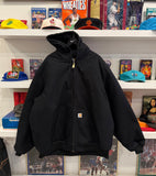 Carhartt Black Duck Canvas Active Jacket Quilt Lined with Hood Sz XXXL Tall