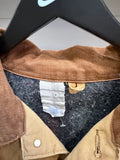 Vintage Carhartt Tan Workwear Duck Canvas Blanket Lined Chore Jacket Coat with Corduroy Collar Sz XL