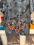 Vintage Affliction Grim Reaper Flowers Rhinestones Tie-Dye T-Shirt Sz XL Front and Back Graphics