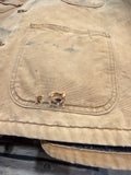 Vintage Carhartt Tan Workwear Duck Canvas Blanket Lined Chore Jacket Coat with Corduroy Collar Sz XL