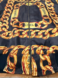 Vintage Gold Chain Scarf Print Chanel Style Bomber Jacket Sz XL