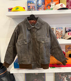 Vintage Melanie McQuade Brown Leather Bomber Jacket Sz L