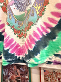 Vintage 1993 Grateful Dead Jester Seasons The Endless Tour Charles Everard Campbell Tie Dye T-Shirt Sz L Front and Back Graphics Made in USA