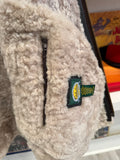 Vintage Cabela’s Brown Shearling Sheepskin Leather Bomber Aviator Jacket Sz L