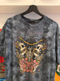 Vintage Affliction Grim Reaper Flowers Rhinestones Tie-Dye T-Shirt Sz XL Front and Back Graphics