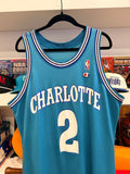 Vintage Larry Johnson #2 Charlotte Hornets Champion Jersey Sz 44/L Made in USA