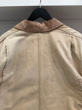 Vintage Carhartt Tan Workwear Duck Canvas Blanket Lined Chore Jacket Coat with Corduroy Collar Sz L
