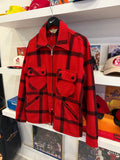 Vintage 1950s Foremost for the Sportsman Penney Red and Black Plaid Wool Zip Up Jacket Sz L