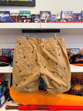 Polo Ralph Lauren Classic Fit All Over Pony Logo Tan Chino Shorts Sz 35