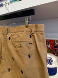 Polo Ralph Lauren Classic Fit All Over Pony Logo Tan Chino Shorts Sz 35