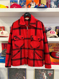 Vintage 1950s Foremost for the Sportsman Penney Red and Black Plaid Wool Zip Up Jacket Sz L