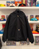 Carhartt Black Duck Canvas Active Jacket Quilt Lined with Hood Sz XXXL Tall