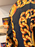 Vintage Gold Chain Scarf Print Chanel Style Bomber Jacket Sz XL