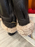 Vintage Cabela’s Brown Shearling Sheepskin Leather Bomber Aviator Jacket Sz L