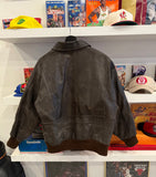 Vintage Melanie McQuade Brown Leather Bomber Jacket Sz L