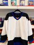 NWT Vintage CCM White Black Royal Blue Hockey Jersey Sz S Made in Canada