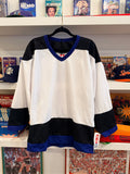 NWT Vintage CCM White Black Royal Blue Hockey Jersey Sz S Made in Canada
