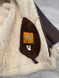 Vintage J.L. Powell Sheepskin Shearling Bomber Aviator Jacket Sz 44 Made in USA