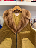 Vintage Filson Waxed Lined Vest with Fur Collar Sz L Made in USA