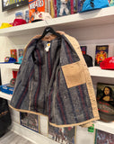 Vintage Carhartt Tan Workwear Duck Canvas Blanket Lined Chore Jacket Coat with Corduroy Collar Sz L