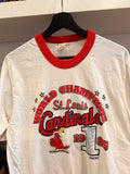 Vintage St Louis Cardinals 1985 World Champions MLB Ringer Screen Stars T-Shirt Sz M Made in USA