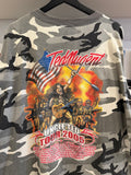 2005 Ted Nugent Rockout Tour Uncle Ted Remembers the Alamo Camo T-Shirt Sz XL Front and Back Graphics