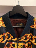 Vintage Gold Chain Scarf Print Chanel Style Bomber Jacket Sz XL