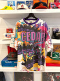 Vintage Cedar Point Amusement Park Roller Coaster All Over Graphics T-Shirt Sz XL Made in USA