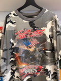 2005 Ted Nugent Rockout Tour Uncle Ted Remembers the Alamo Camo T-Shirt Sz XL Front and Back Graphics