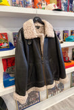 Vintage Cabela’s Brown Shearling Sheepskin Leather Bomber Aviator Jacket Sz L