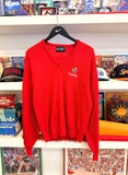 Vintage University of Louisville Cardinals Embroidered Red V-Neck Sweater Sz L Made in USA