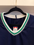 NWT Vintage CCM Navy Green White Gray Hockey Jersey Sz S Made in Canada