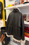 Vintage Cabela’s Brown Shearling Sheepskin Leather Bomber Aviator Jacket Sz L