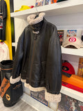 Vintage Cabela’s Brown Shearling Sheepskin Leather Bomber Aviator Jacket Sz L