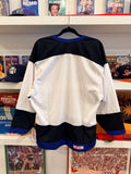 NWT Vintage CCM White Black Royal Blue Hockey Jersey Sz S Made in Canada