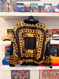 Vintage Gold Chain Scarf Print Chanel Style Bomber Jacket Sz XL