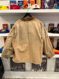 Vintage Carhartt Tan Workwear Duck Canvas Blanket Lined Chore Jacket Coat with Corduroy Collar Sz XL