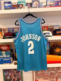 Vintage Larry Johnson #2 Charlotte Hornets Champion Jersey Sz 44/L Made in USA