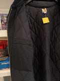 Carhartt Black Duck Canvas Active Jacket Quilt Lined with Hood Sz XXXL Tall
