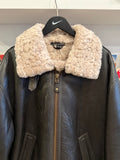 Vintage Cabela’s Brown Shearling Sheepskin Leather Bomber Aviator Jacket Sz L