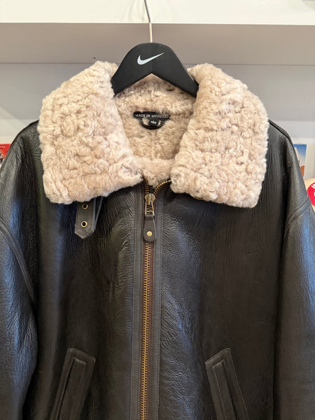 Vintage Cabela's Brown Shearling Sheepskin Leather Bomber Aviator