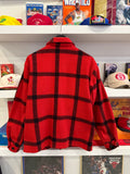 Vintage 1950s Foremost for the Sportsman Penney Red and Black Plaid Wool Zip Up Jacket Sz L