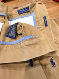 Polo Ralph Lauren Classic Fit All Over Pony Logo Tan Chino Shorts Sz 35